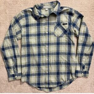 Lucky Brand Kids Blue and Tan Plaid Button Down Shirt